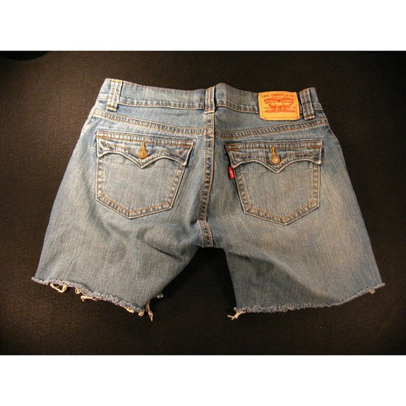 LEVI'S 542 Womans JEAN SHORTS Cut Off 14M Blue Denim Red Tab - Picture 2 of 11